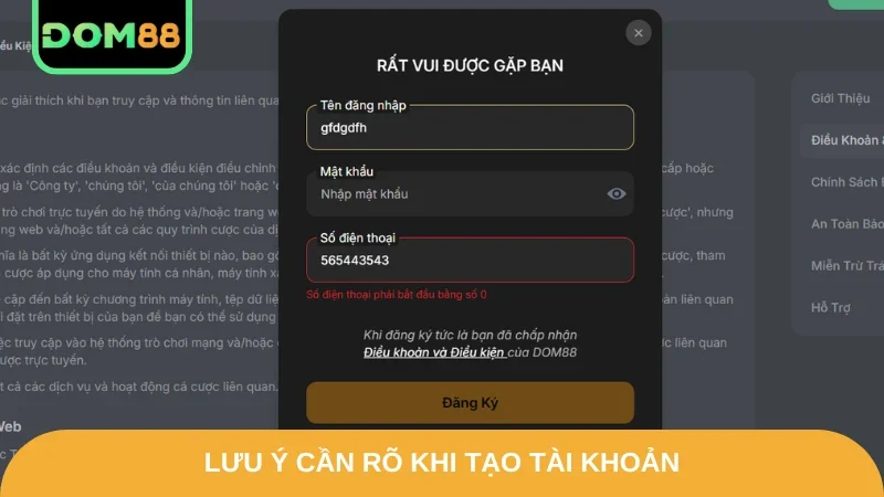 Lưu ý cần rõ khi tạo tài khoản