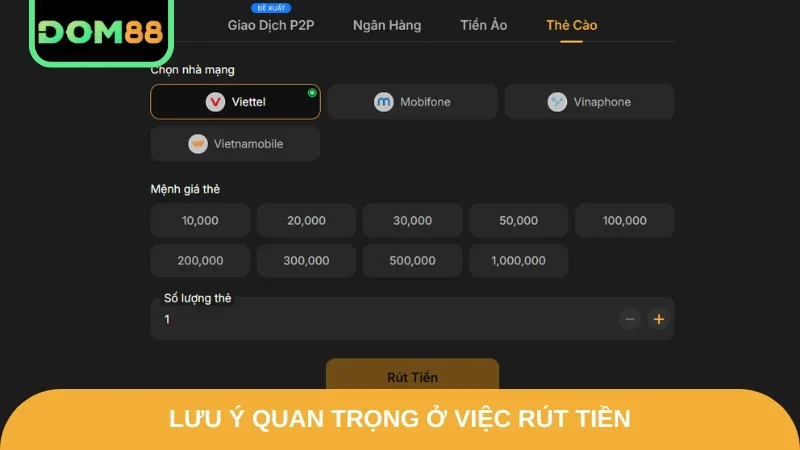 Lưu ý quan trọng ở việc rút tiền