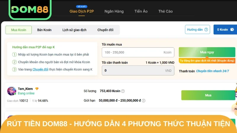 rút tiền DOM88